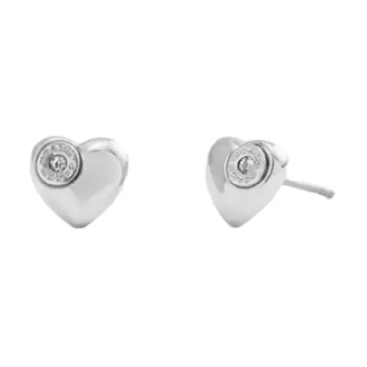 COACH Brass Plated Stud Earrings Unisex Silver