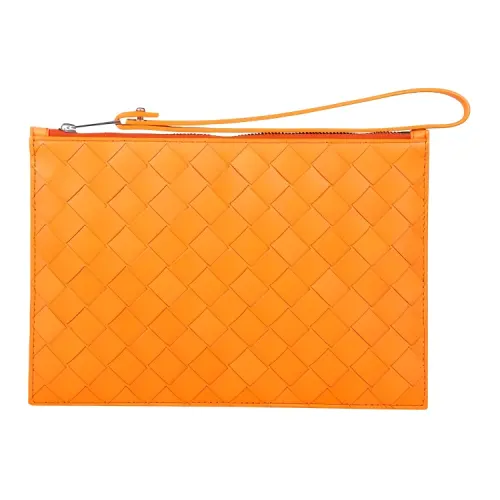 Bottega Veneta Cow Leather Clutch Medium Men's Orange