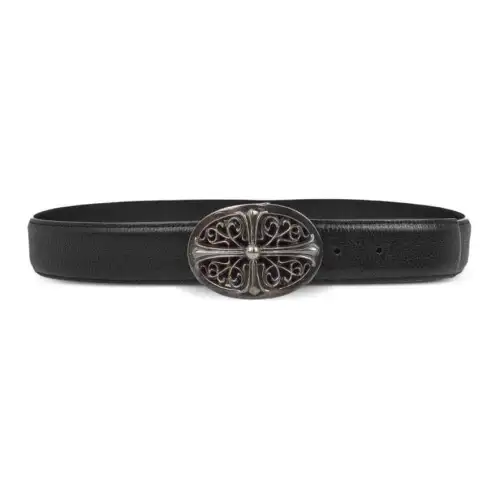 Chrome Hearts Logo Sign Leather Belts Women's Black Width 3.8CM