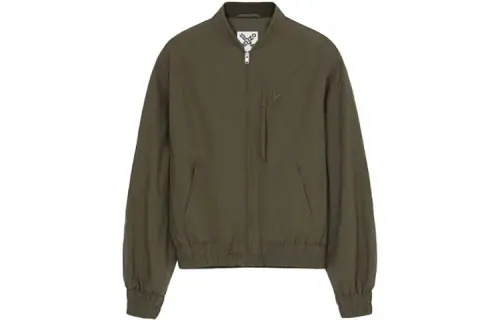 KENZO Jackets Men's Army Green Baseball Collar Moderate Other