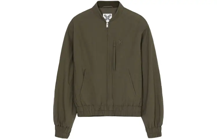 KENZO Jackets Men's Army Green Baseball Collar Moderate Other