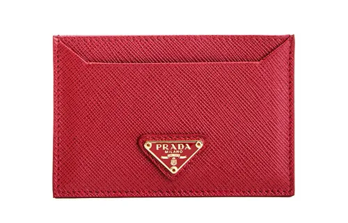PRADA Fashion Cow Leather Card Holder Women's Red