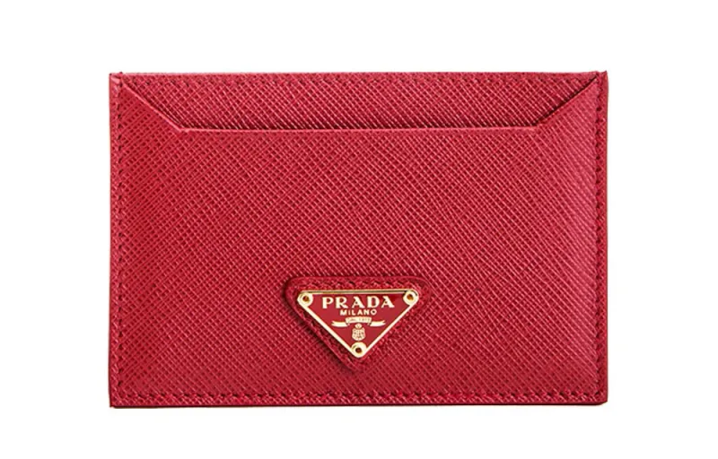 PRADA Fashion Cow Leather Card Holder Women's Red
