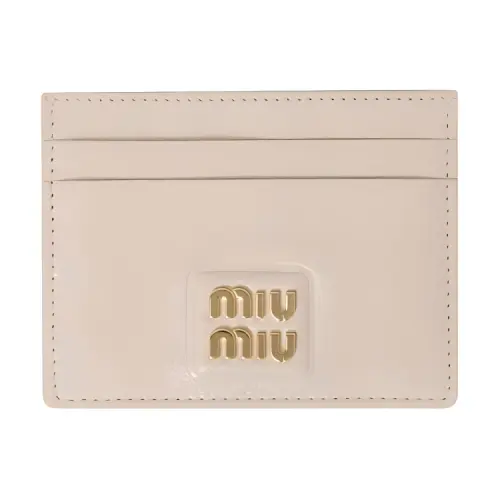 MIU MIU Leather Card Holder Card Holder Women's Beige
