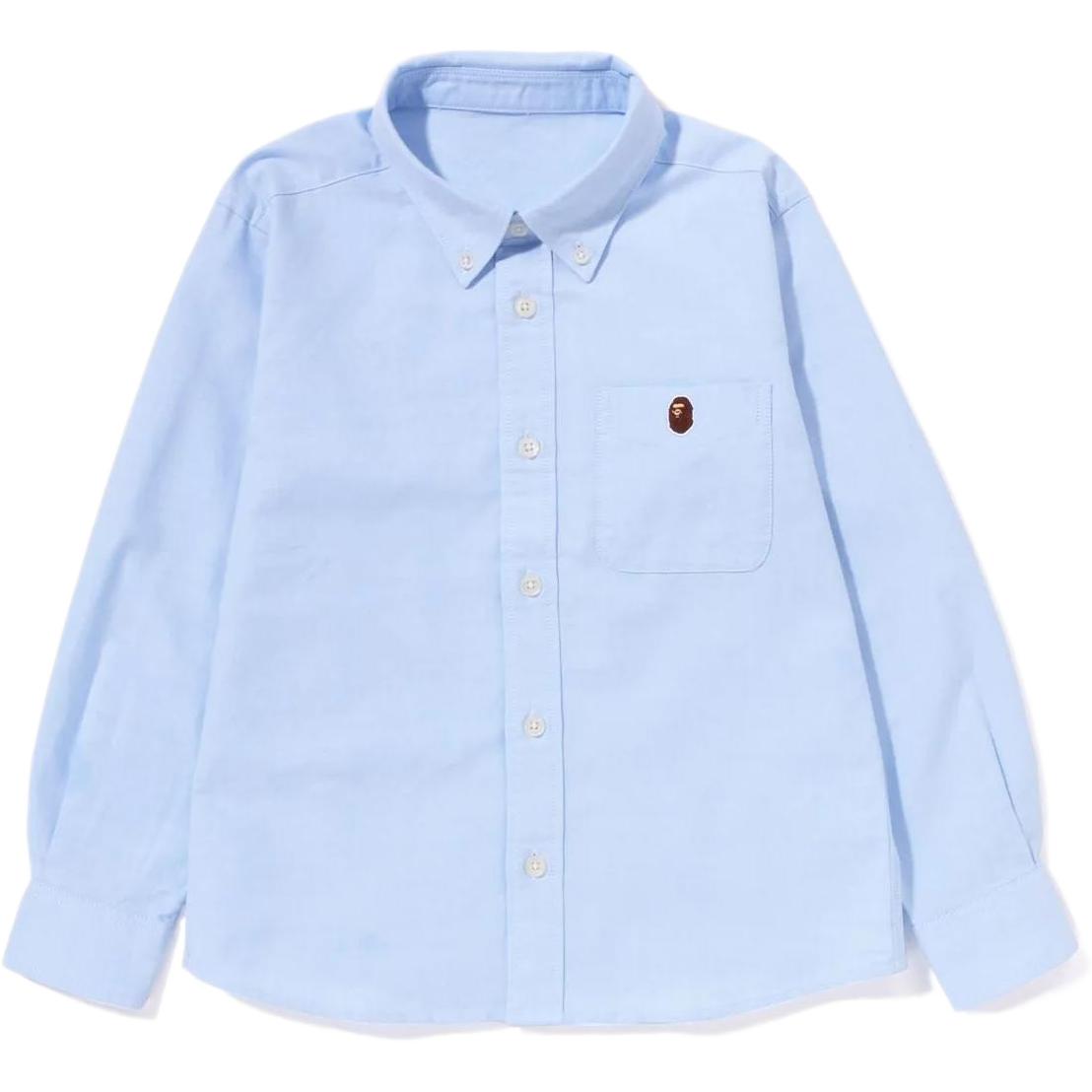 A BATHING APE Shirt Bape Giant Ape Head Shirt Solid Color Logo Embroidered Single Breasted Long Sleeve Children's Style