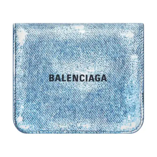 Balenciaga Lambskin Coin Purse, Card Holder Women's Blue