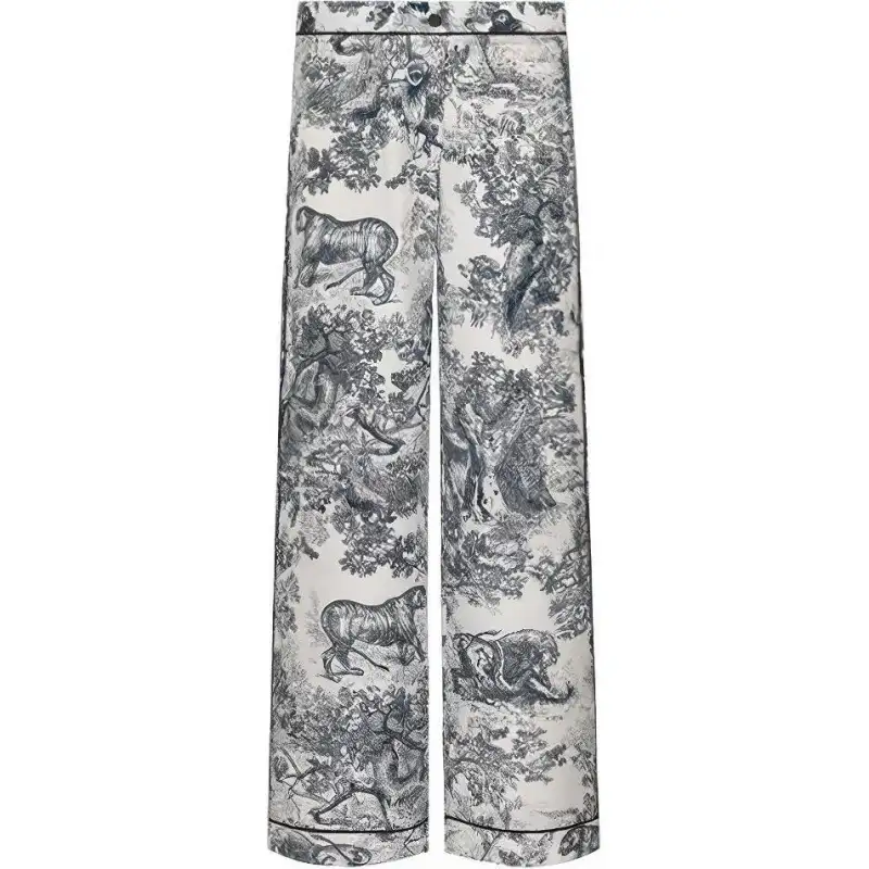 DIOR Casual Pants Women's White Blue Multicolor
