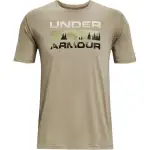 Under Armour T Shirts Men's Khaki Gray Crew Neck Moderate Straight Fit