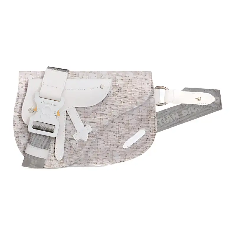 DIOR Jacquard Canvas Saddle Bag, Canvas Bag, Fanny Pack, Sling Bag, Shoulder Bag, Crossbody Bag Men's Cream