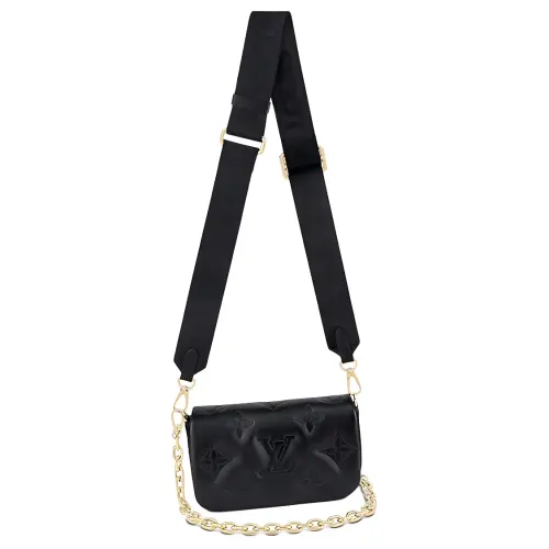 LOUIS VUITTON Wallet On Strap Bubblegram Black