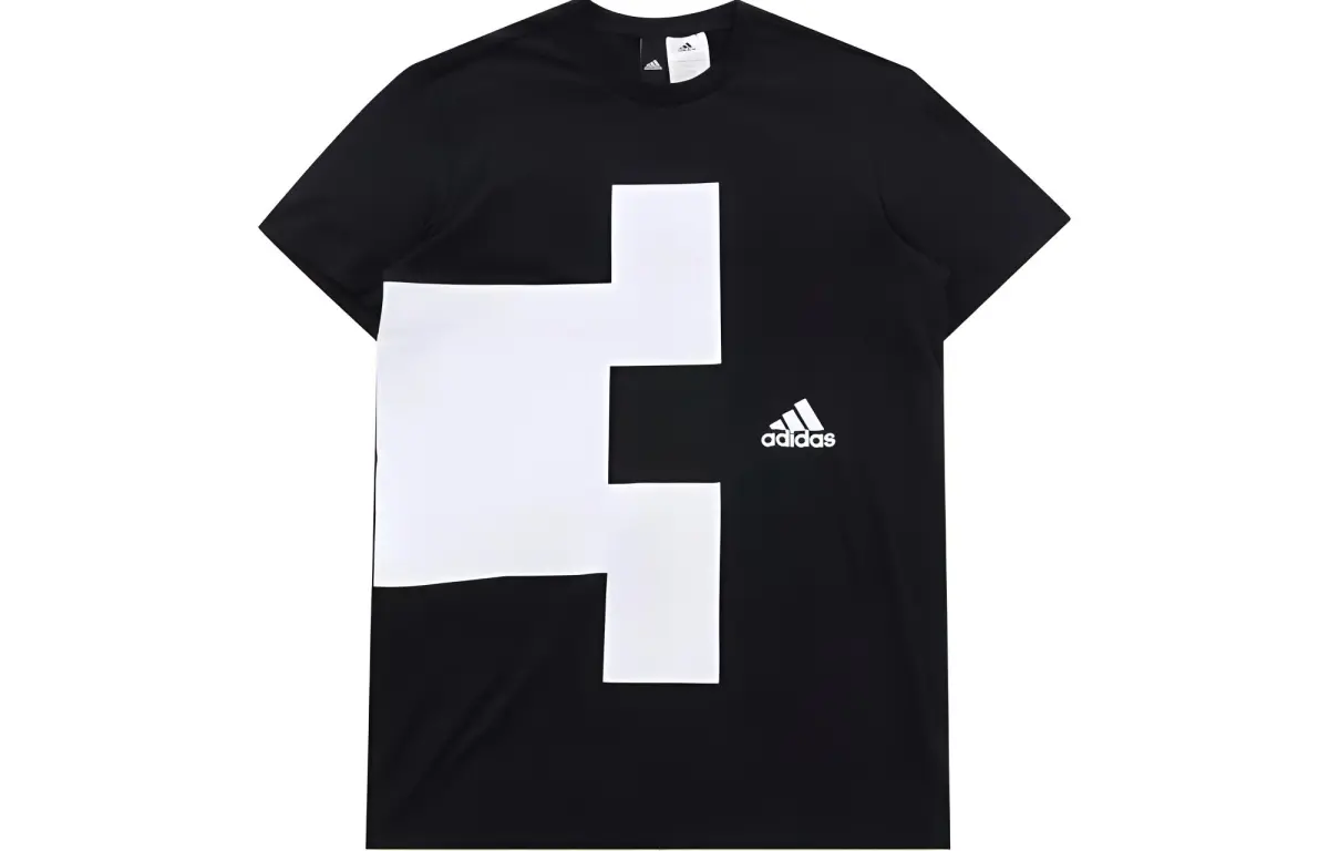 Adidas T-Shirts Men's Black Crew Neck Moderate Straight Fit
