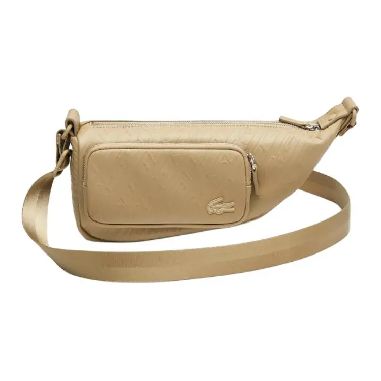 LACOSTE Pu Shoulder Bag, Crossbody Bag Small Unisex Khaki