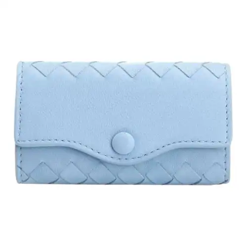 Bottega Veneta Sky Lambskin Key Pouch Women's Blue