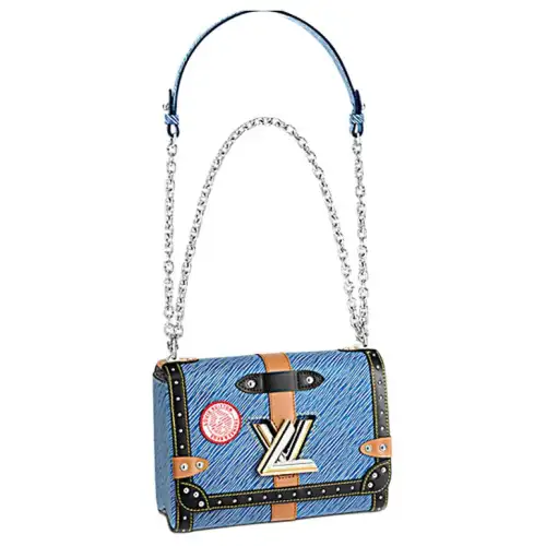 LOUIS VUITTON Twist Leather Handbag, Shoulder Bag Medium Women's Blue