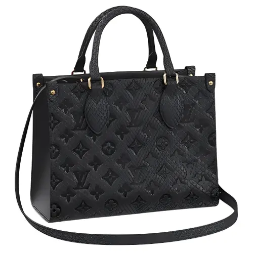 LOUIS VUITTON ONTHEGO Python Skin Tote Bag, Shopping Bag, Shoulder Bag, Crossbody Bag, Handbag Small Women's Black