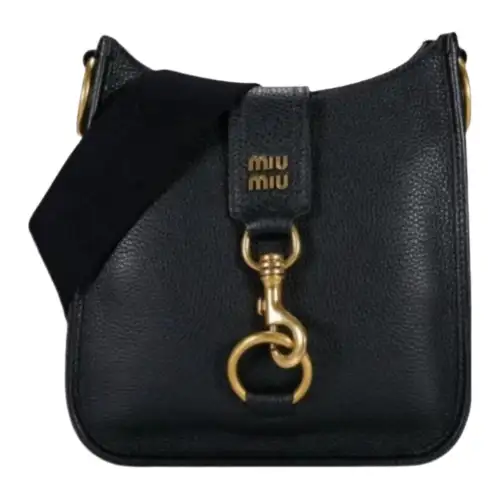MIU MIU Leather Tote Bag, Shopping Bag, Shoulder Bag, Crossbody Bag, Handbag Small Women's Black