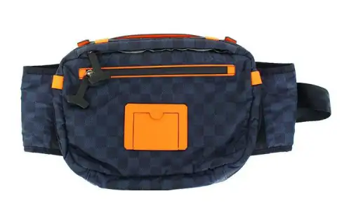 LOUIS VUITTON Nylon Sling Bag, Fanny Pack Regular Men's Marine Blue & Orange