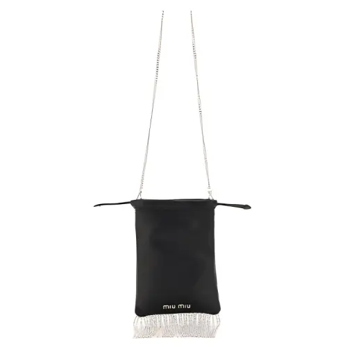 MIU MIU Lambskin Shoulder Bag, Crossbody Bag Women's Black