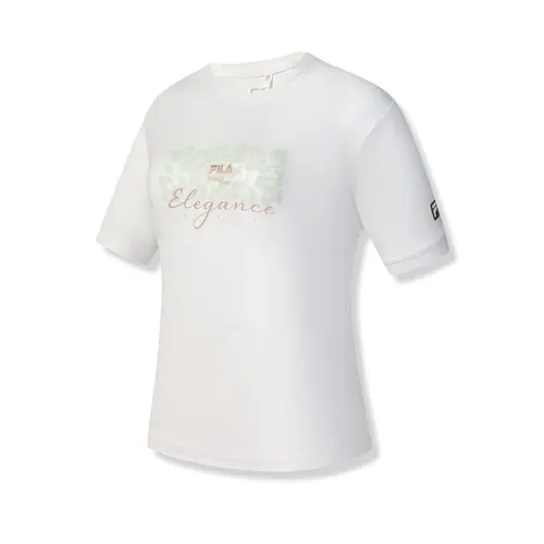FILA Fitness T Shirts Women's Jade White WT Crew Neck Moderate Other
