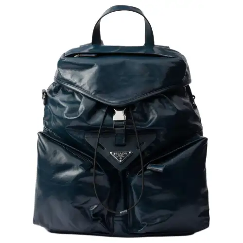 PRADA Leather Backpack Men's Denim