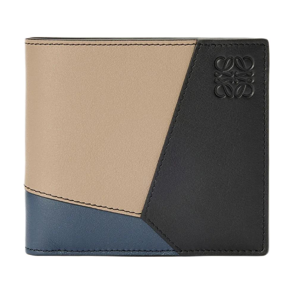 LOEWE Brainteaser, leather wallet, indigo dye, print