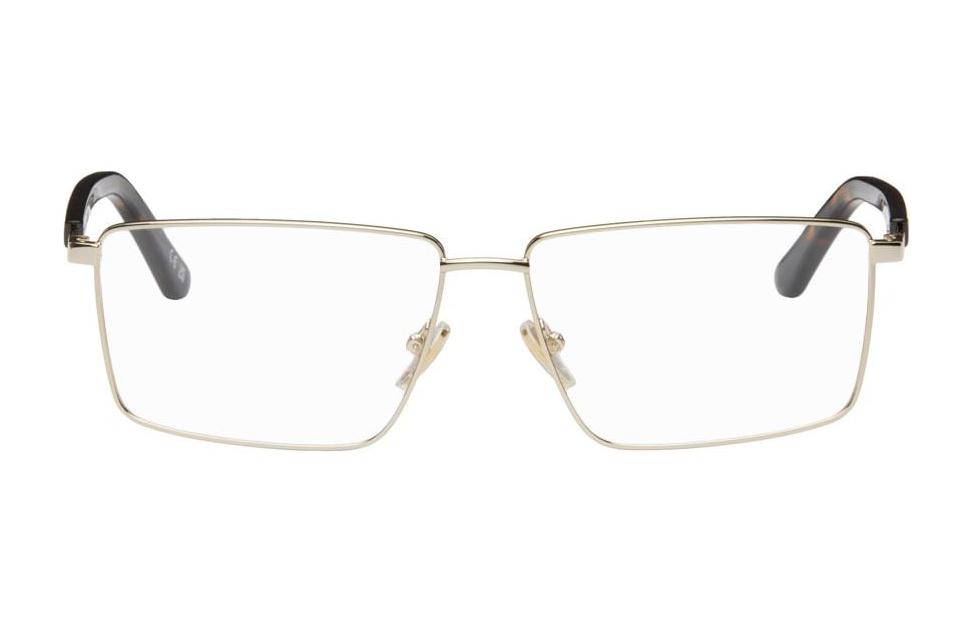 Balenciaga Metal Acetate Square Eyeglass Frames Men's Gold