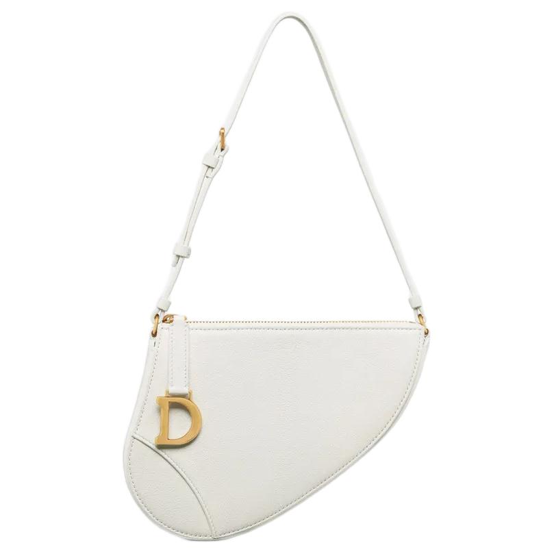 DIOR Adjustable foldable straps with zipper, white one-shoulder bag