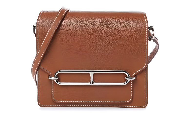 HERMES Roulis Saddle Leather Pig Nose Bag, Handheld Shoulder Bag, Crossbody Bag Regular Women's 34 Fauve Light Tawny