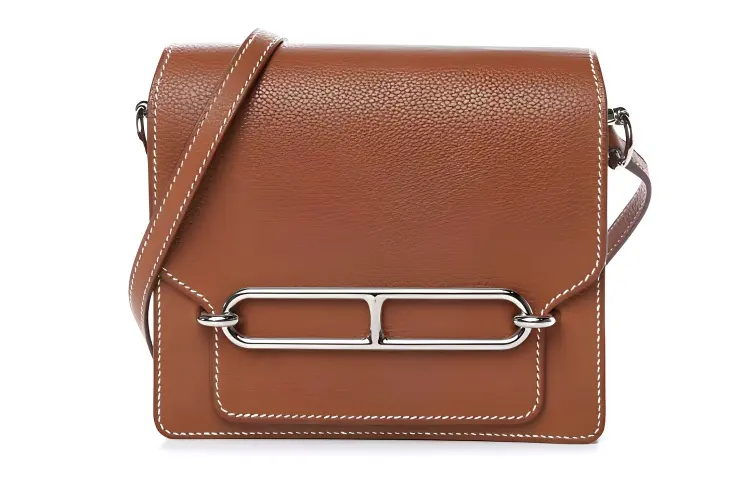 HERMES Roulis Saddle Leather Pig Nose Bag, Handheld Shoulder Bag, Crossbody Bag Regular Women's 34 Fauve Light Tawny