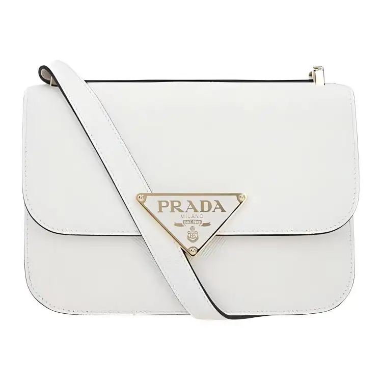 PRADA Calfskin Crossbody Bag, Shoulder Bag Women's White