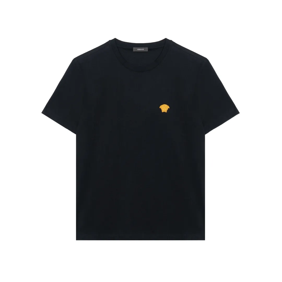 VERSACE Logo Embroidered Crewneck T Shirt