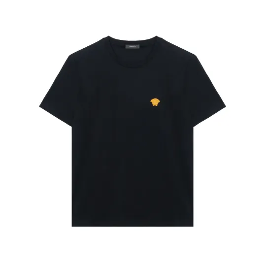 VERSACE Logo Embroidered Crewneck T Shirt