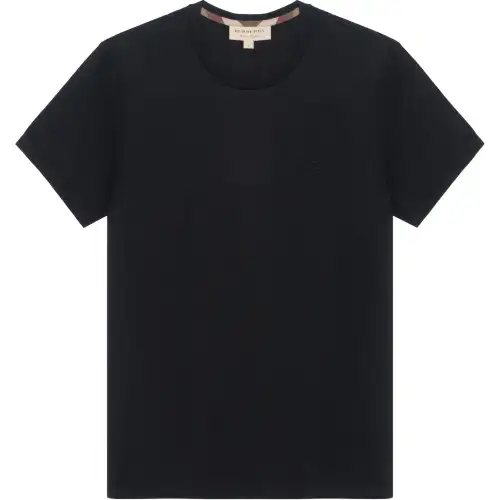 Burberry T Shirts Men's Black Crew Neck Moderate Straight Fit