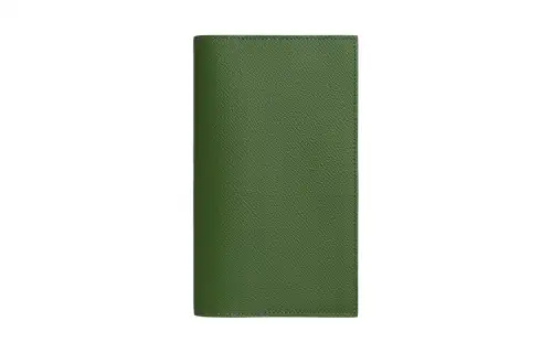 HERMES Epsom Leather Card Holder Women's Silk Blue Green & Blue