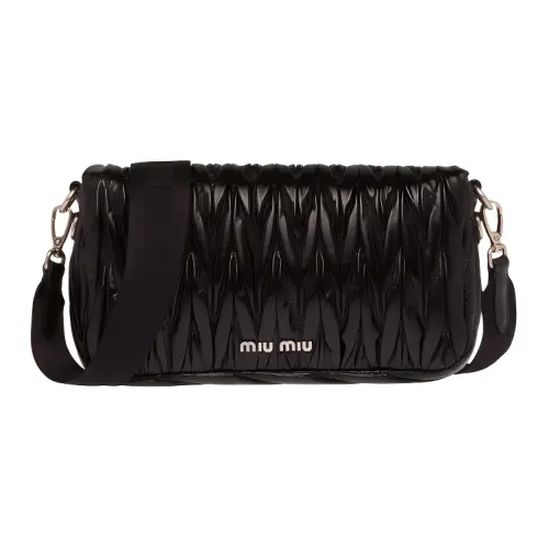 MIU MIU Matelassé Leather Shoulder Bag Women's Black
