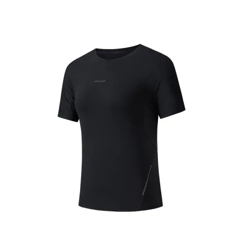 ANTA T Shirts Women's Black Crew Neck Moderate Straight Fit