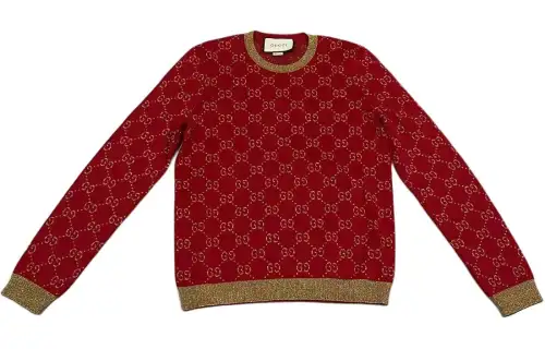 GUCCI Knitwear Women's Red Crew Neck Moderate Other
