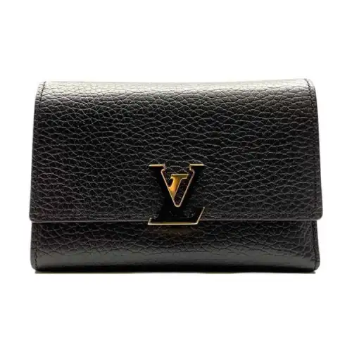 LOUIS VUITTON Taurillon Leather Wallet Unisex Black