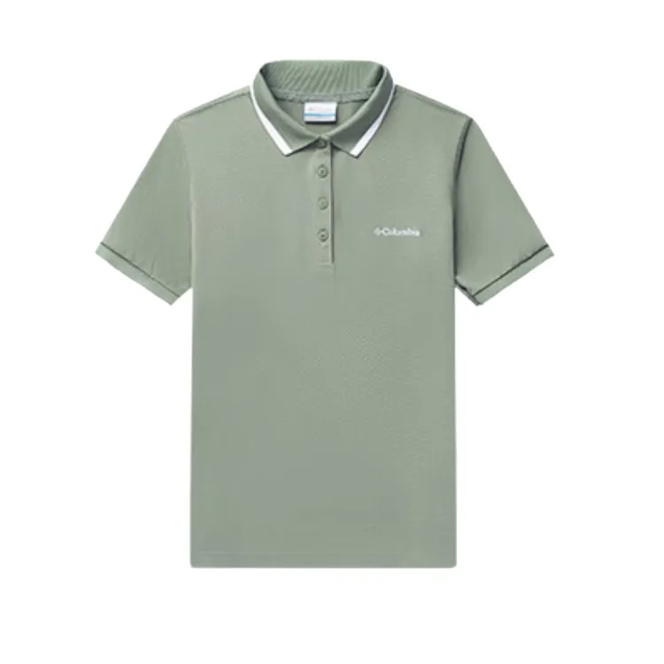 Columbia Polo Shirts Women's Green Polo Collar Moderate Straight Fit