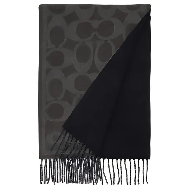 COACH 100% Cashmere Wool Knit Scarves Unisex Black