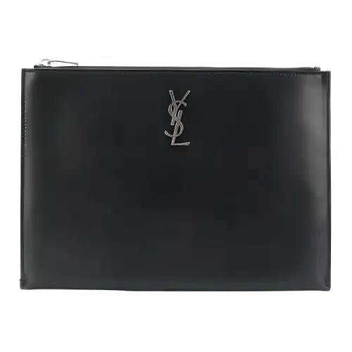 SAINT LAURENT Smooth Cow Leather Storage Bag Clutch Men's Black