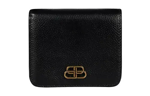 Balenciaga Leather Clutch Coin Purse Regular Women's Black