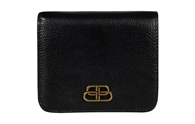 Balenciaga Leather Clutch Coin Purse Regular Women's Black