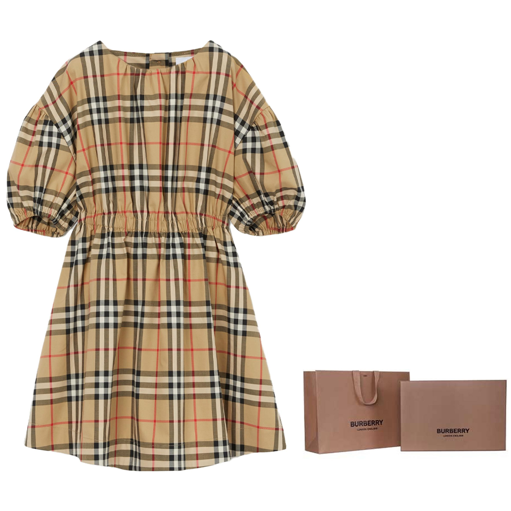 Платье Burberry Check Dress (коричневое) — фото 9