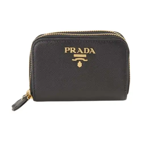 PRADA Leather Coin Purse Women's Black