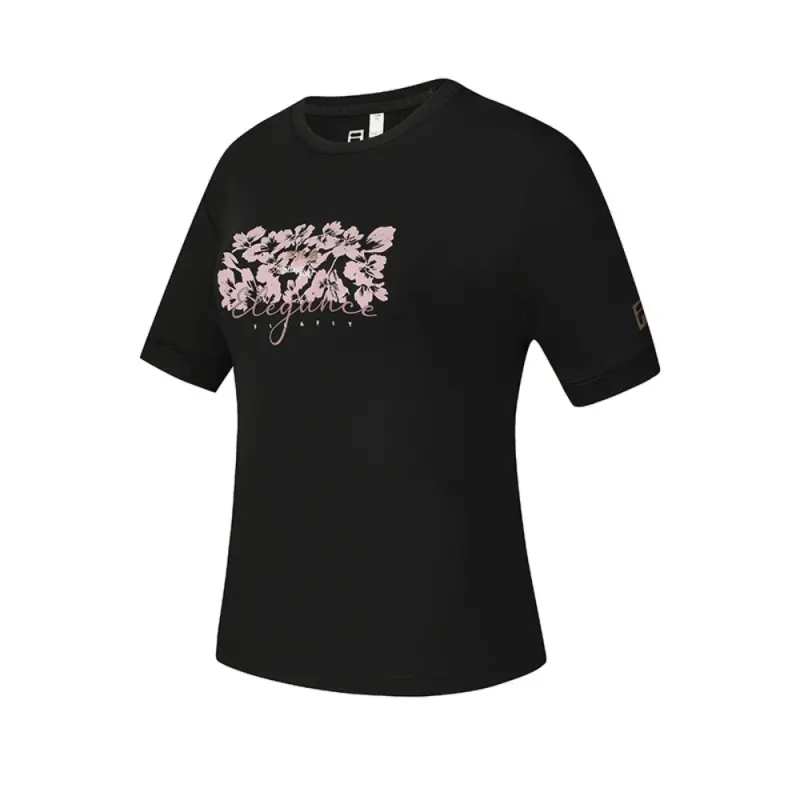 FILA Fitness T Shirts Women's Pitch Black BK Crew Neck Moderate Other