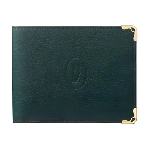 CARTIER MUST series metal micro labels calfskin wallet card holder men's British green