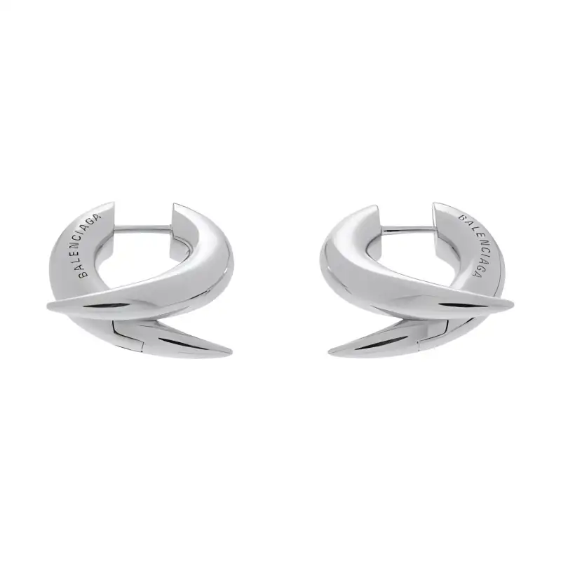 Balenciaga 925 Sterling Silver Earrings Men's Silver