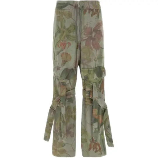 DRIES VAN NOTEN Casual Pants Men's Green Moderate Straight Fit Pants