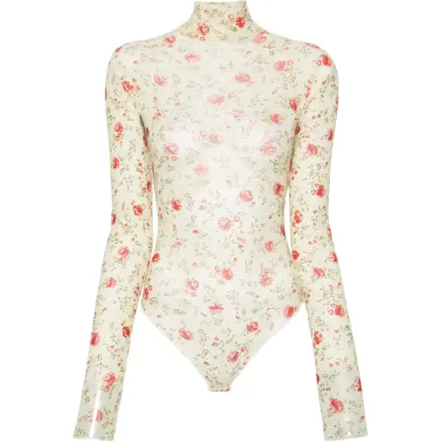 Prada Tulle Neck Long Sleeved Bodysuit